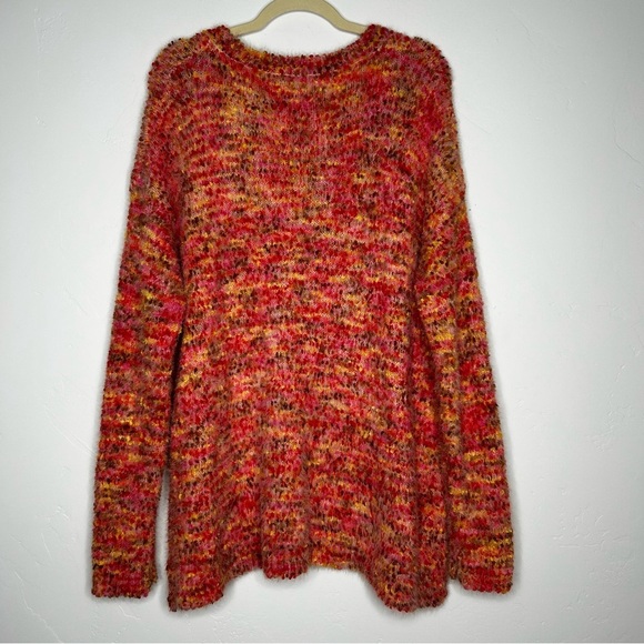 Umgee Vibrant Pink Orange Yellow Brown Autumn Sweater Size 2X Eyelash Knit Soft - Picture 2 of 10